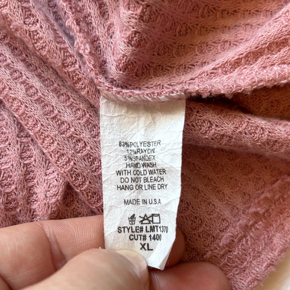 Women's Mauve Waffle Peplum Top - Picture 7 of 9